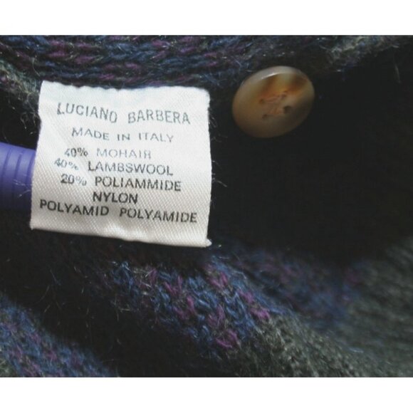 VTG Luciano Barbera Mens Mohair Wool Grandpa Sweater Size 50 (L) Italy Argyle - Picture 3 of 8